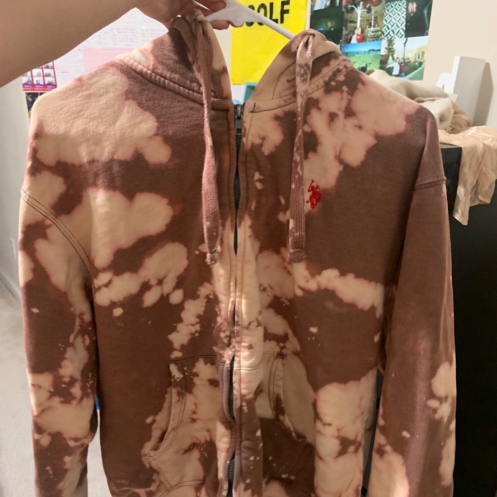 Rare oversized brown tie-dye polo jacket, OG=$65